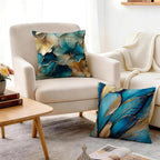 OBSEDE Teal and Gold Leaf Decorative Throw Pillow Covers 18x18 Set of 4 - Image 7