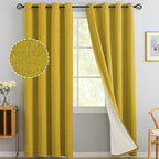 Yakamok Mustard Yellow Linen Textured Curtains 84 Inches Long by Yakamok