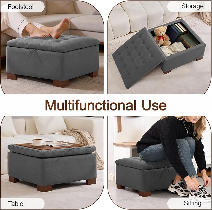 WUTUTUEE 30" Fabric Square Storage Ottoman - Image 6