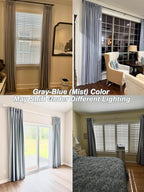 Vision Home Blue Gray Pinch Pleated Full Blackout Curtains Linen Blended Room - Image 4