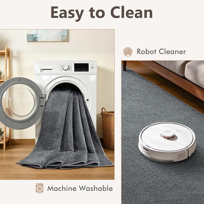 3x5 Dark Grey Solid Area Rug Washable Non-Slip Soft - Image 7