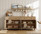 WAMAPT Oak Buffet Cabinet with 6 Doors and 3 Drawers, Large Coffee Bar Table - Image 4