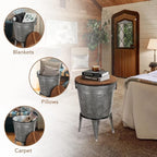 Rustee Rustic Storage Farmhouse Accent Side Table, Antique Galvanized Metal End - Image 6
