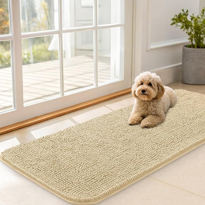 OLANLY Dog Door Mat for Muddy Paws 47x20, Super Absorbent Chenille Mud Mat | by OLANLY