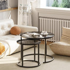 aboxoo Nesting Coffee Table Grey Glass Table Set of 2, Small Round Glass - Image 7
