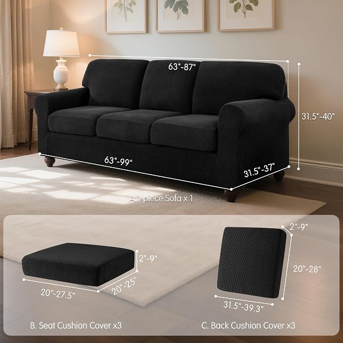 SUBRTEX 7 Pieces Stretch Sofa Slipcover Sets Couch Cover Sets Backrest Cushion - Image 3