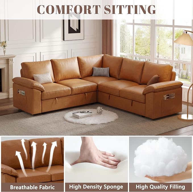 85 Inch Faux Leather Modular Sectional Sofa - Image 5