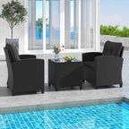 HAPPYGRILL 3 Pieces Wicker Patio Conversation Set, PE Rattan Bistro Sofa Set - Image 3