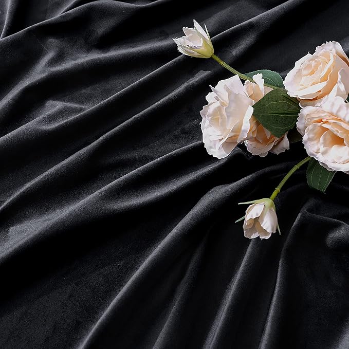 MIULEE Black Velvet Curtains 52x72 inches 2 Panels Luxury Blackout Curtains | - Image 4