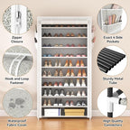 ROJASOP 10 Tier Shoe Rack with Covers Large Capacity Stackable Tall Shoe Shelf - Image 4