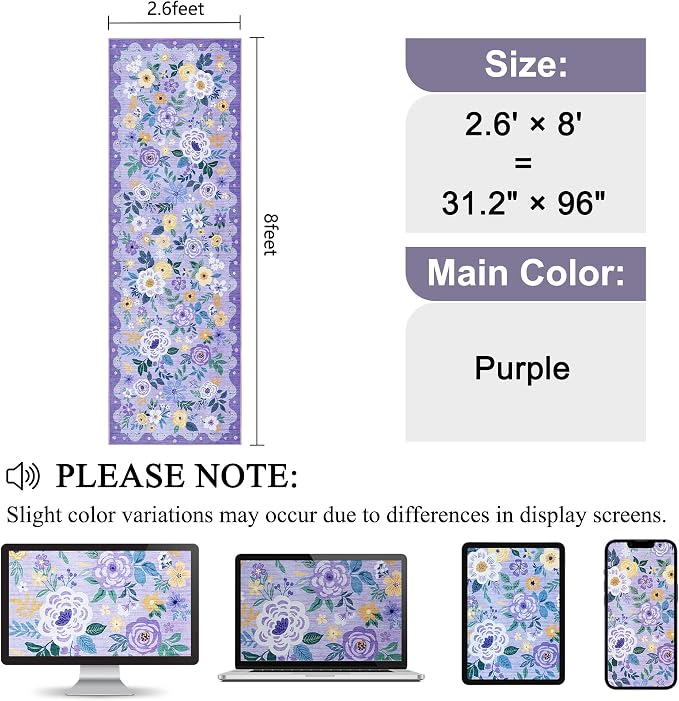 DUKINO 2.6x8 Runner Rug, Washable Runner Rug - Image 2