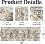 jinchan Ruffled Floral Valance Linen Shabby Chic Small Window Curtain 18 Inch - Image 8