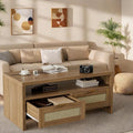 Garvee Boho Coffee Table with Storage, 2 Tiers Wooden Center Coffee Table by Garvee