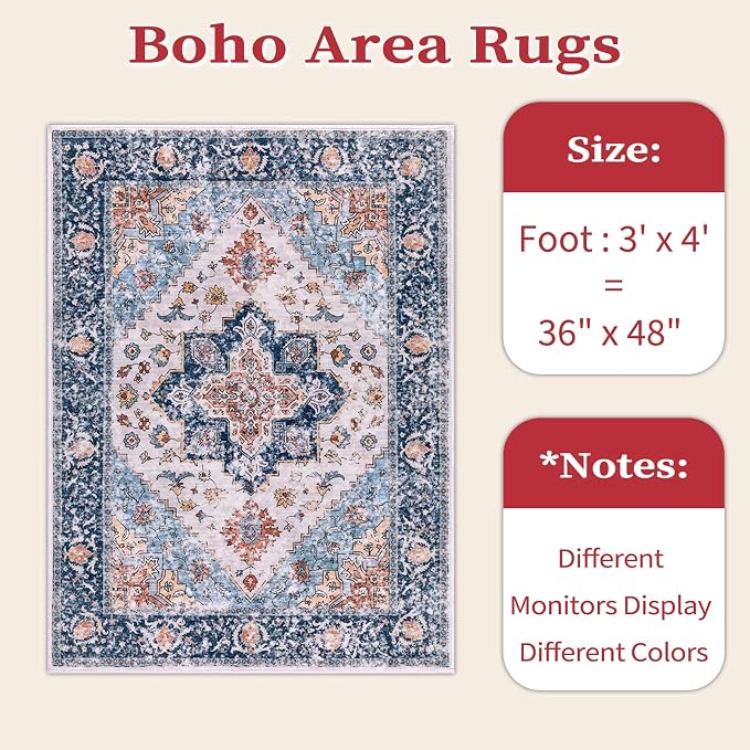 SERISSA 3x4 Washable Non Slip Boho Area Rug - Image 6