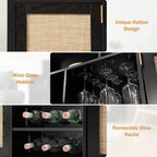 SICOTAS Rattan Coffee Bar Cabinet, Modern Liquor Wine Cabinet Set of 2 Credenza - Image 6