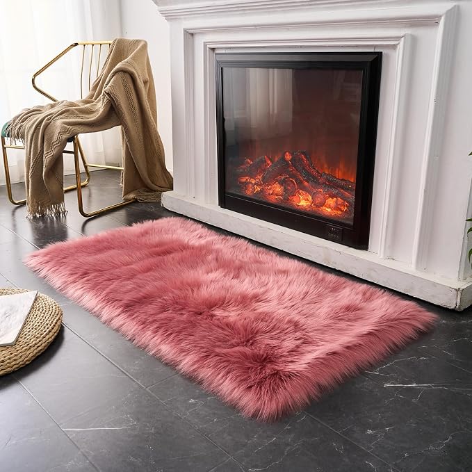 EasyJoy Ultra Soft Fluffy Shaggy Area Rug, 2 x 4 ft Rectangle, Blush Pink | by EasyJoy