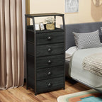Furnulem Black Dresser with 5 Drawers, Vertical Storage Tower Fabric Dresser - Image 6