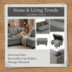 97.5" L Shaped Couch Set Linen, Modular Sectional Couches - Image 8