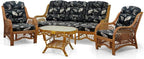 Malibu Lounge Set of 4: 2 Natural Rattan Wicker Chairs, Three-Seater Sofa and - Image 2