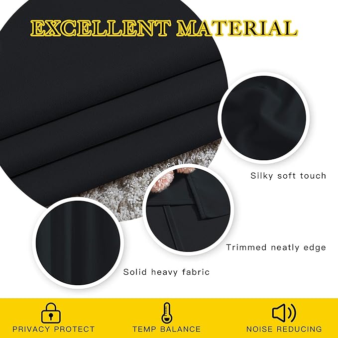 NICETOWN Black Blackout Curtains 84 inch Length 2 Panels, Grommet Thermal - Image 5