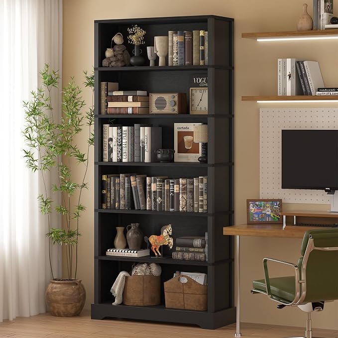 TVU 6-Tier Wooden Bookshelf, 77.2" Tall Farmhouse Style Open Bookcase, 31.5" W - Image 8