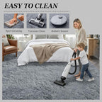 Area Rug Living Room Bedroom: 6x9 Fluffy Plush Shag Carpet Gray | - Image 8