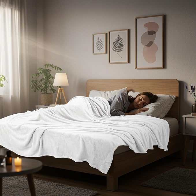 Utopia Bedding Ultra Soft Fleece Bed Blanket King Size White | Microfiber Plush - Image 8