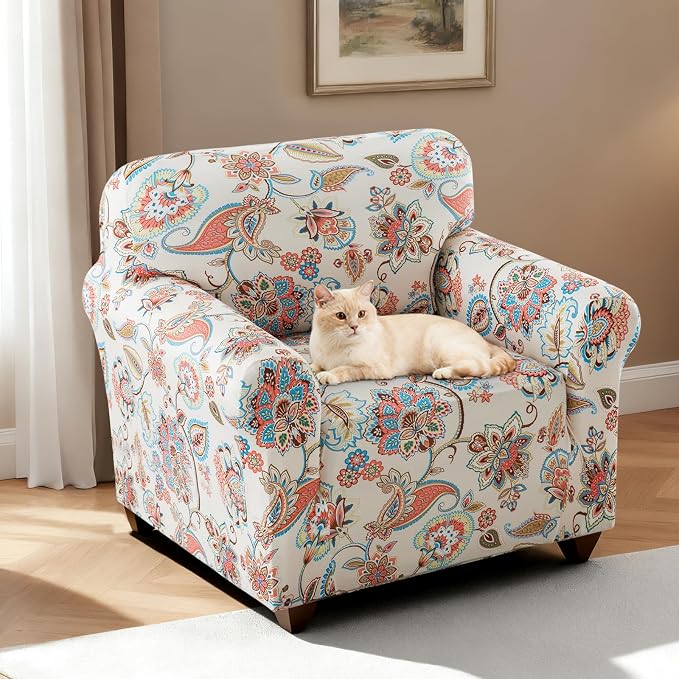 H.VERSAILTEX Floral Pattern Chair Covers Armchair Printed Chair Slip Covers - Image 2