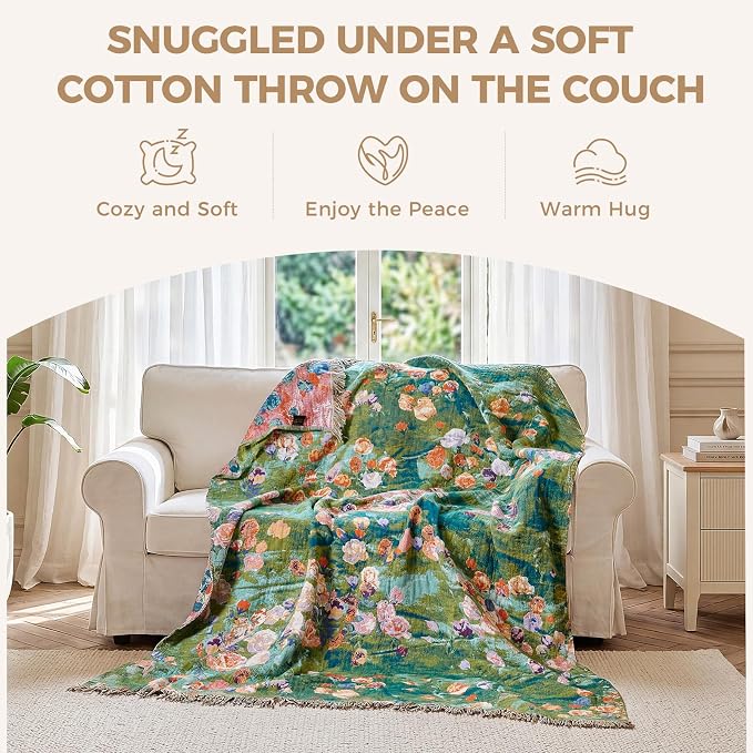 LUTBM Boho Throw Blanket for Bed Cotton Summer Blankets Twin Size for Bedroom - Image 4
