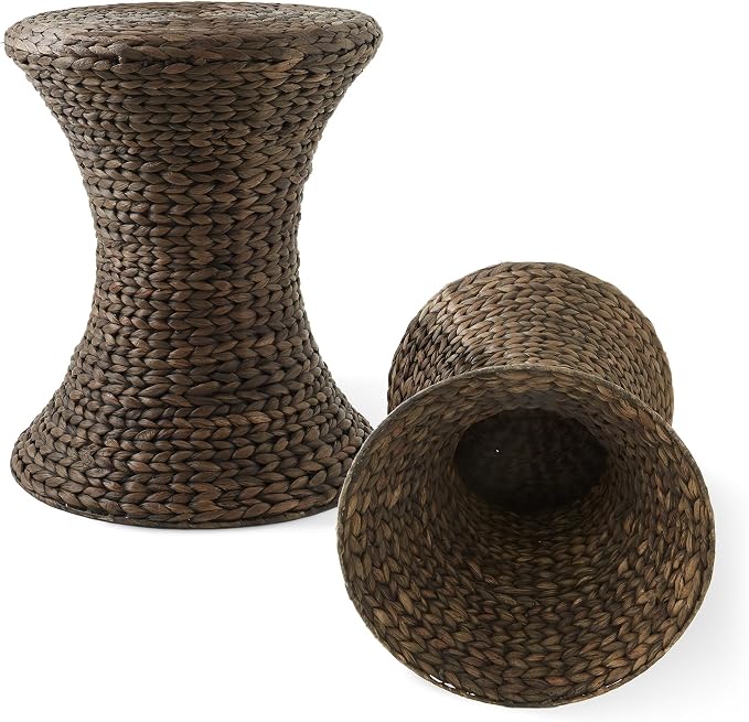 Casafield Hourglass Side Table, Espresso Dark Brown, Hyacinth Round End Table - Image 6