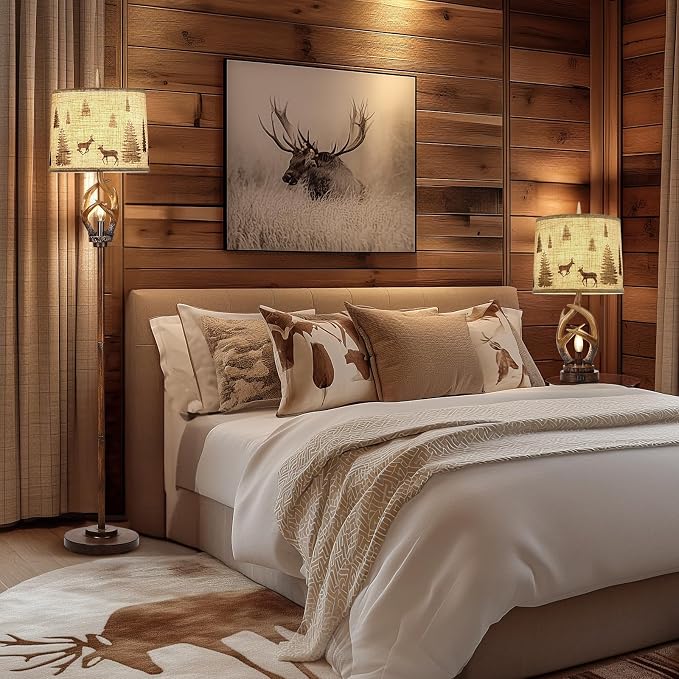 Scenekoy Rustic Farmhouse Antlers Floor Lamp - Image 3