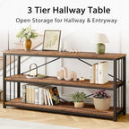 LVB Rustic Entryway Table, Industrial Extra Long Hallway Sofa Table, Wood Metal - Image 6