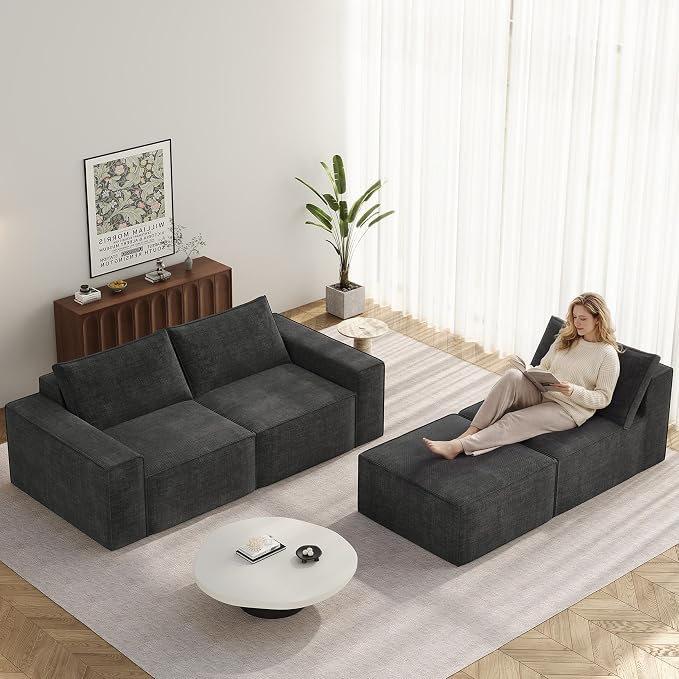 Vesgantti 114" Modular Boneless Couch, Modern 3 Seater Sectional Sofa - Image 3