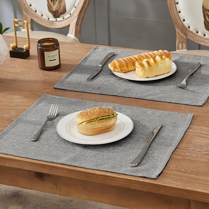 BALCONY & FALCON Placemats Set of 4 Faux Linen Cloth Place Mats Washable - Image 6