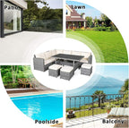 Tangkula 7 Pieces Patio Furniture Set, Outdoor Sectional Rattan Dining Sofa Set - Image 8
