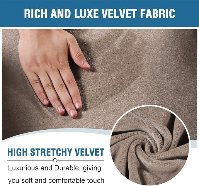 H.VERSAILTEX Velvet Stretch Recliner Couch Covers 6-Pieces Recliner Loveseat - Image 3