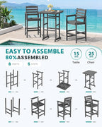 SERWALL 5 Pieces Outdoor Patio Bar Set, Tall Adirondack Bar Chair and Table Set - Image 7