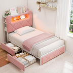 Twin Upholstered LED Bed Frame - Image 3