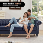 LEVNARY Chesterfield Sofa, 3 Seater Tufted Couch - Image 6