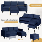 JAMFLY Couches for Living Room, 3-Seat Reversible Sectional Sofa - Image 5