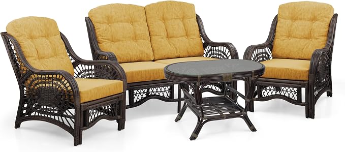 Malibu Lounge Loveseat Sofa Natural Rattan Wicker Handmade Design - Image 4