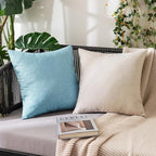MIULEE Pack of 2 Decorative Outdoor Solid Waterproof Throw Pillow Covers Faux - Image 4