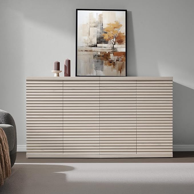SICOTAS Buffet Cabinet with Storage Accent Sideboard Modern Credenza with Doors - Image 2