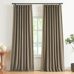 Vision Home Brown Pinch Pleated Full Blackout Curtains Linen Blended Room by VisionHome