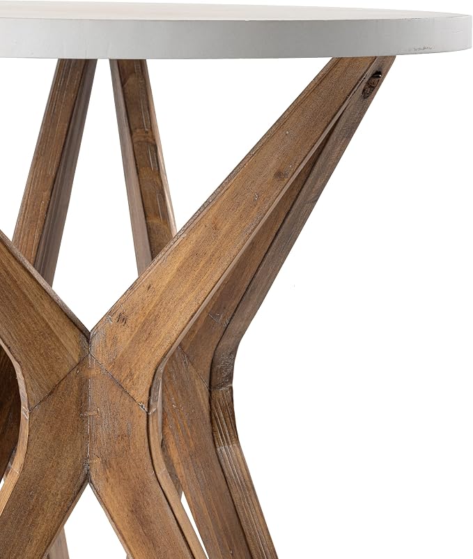 Pedestal Farmhouse End Table, Distressed Top - Image 10
