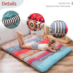 MAXYOYO Bohemian Retro Mattress Vintage Floral Japanese Futon Roll Up Tatami - Image 4