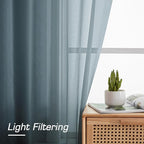 Sheer Curtains, 63 inch Length Set of 2, Rod Pocket Light Weight Voile Curtains - Image 3