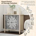 Black Accent Furniture, 32 Inch Wide 2-Door Carved Geometric Sideboard Buffet - Image 3