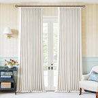 Ivory Beige White Pleated 100% Blackout Linen Curtains 90 Inches Long | Memory by Twodrapes