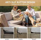 JOYURE 5 Piece Wicker Patio Furniture Set, Outdoor Conversation Sectional Sofa - Image 5